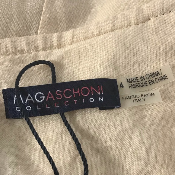 Magaschoni Silk Linen Button Tab Sheath Dress - Picture 9 of 11